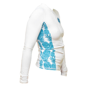 Surf Station Delmar Hippie Women's Zip-up L/S Rashguard - White