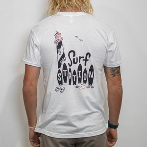 Surf Station x Karen Pedone St. Aug Lighthouse Men's S/S T-Shirt - White