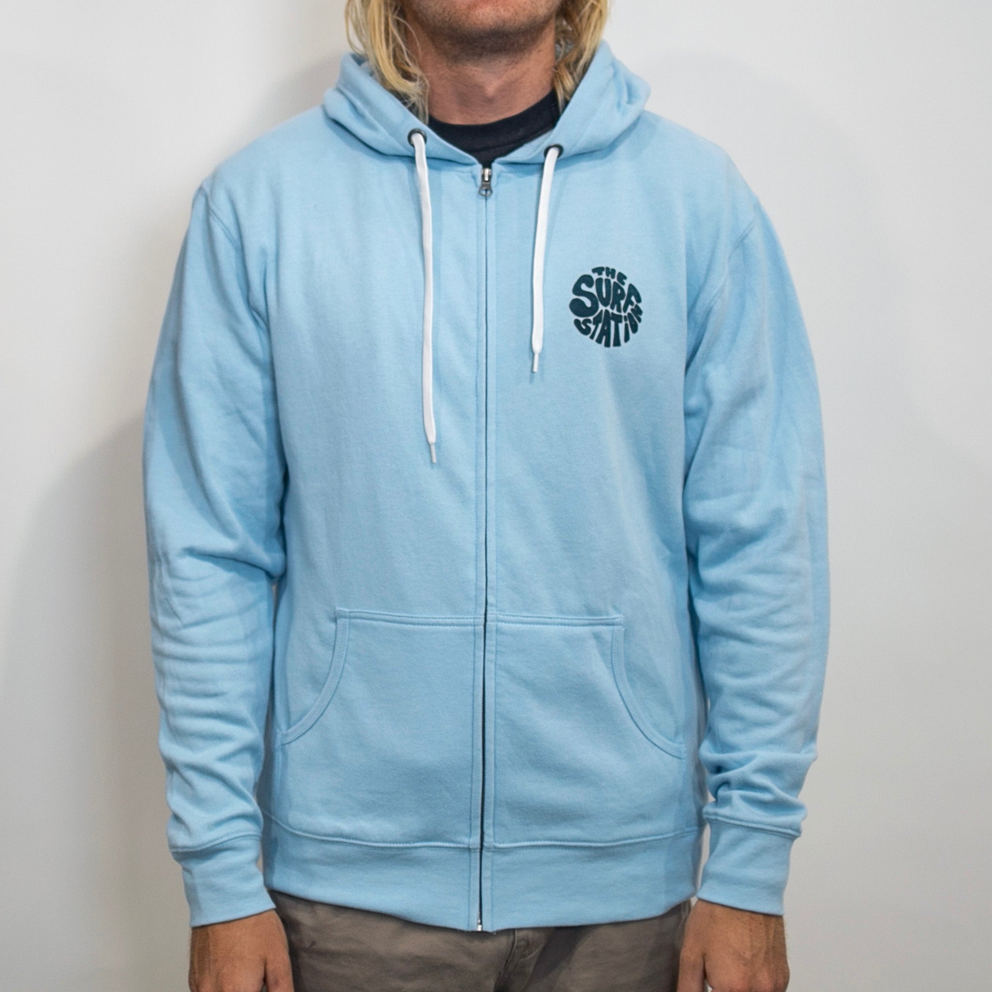 Surf Station Laguna Full Zip Men's Hoodie - Heather Light Blue