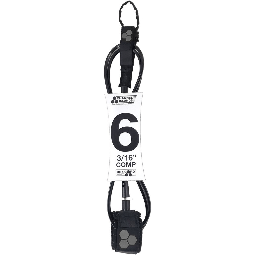 Channel Islands Hex Cord 6' Standard Surfboard Leash - Black