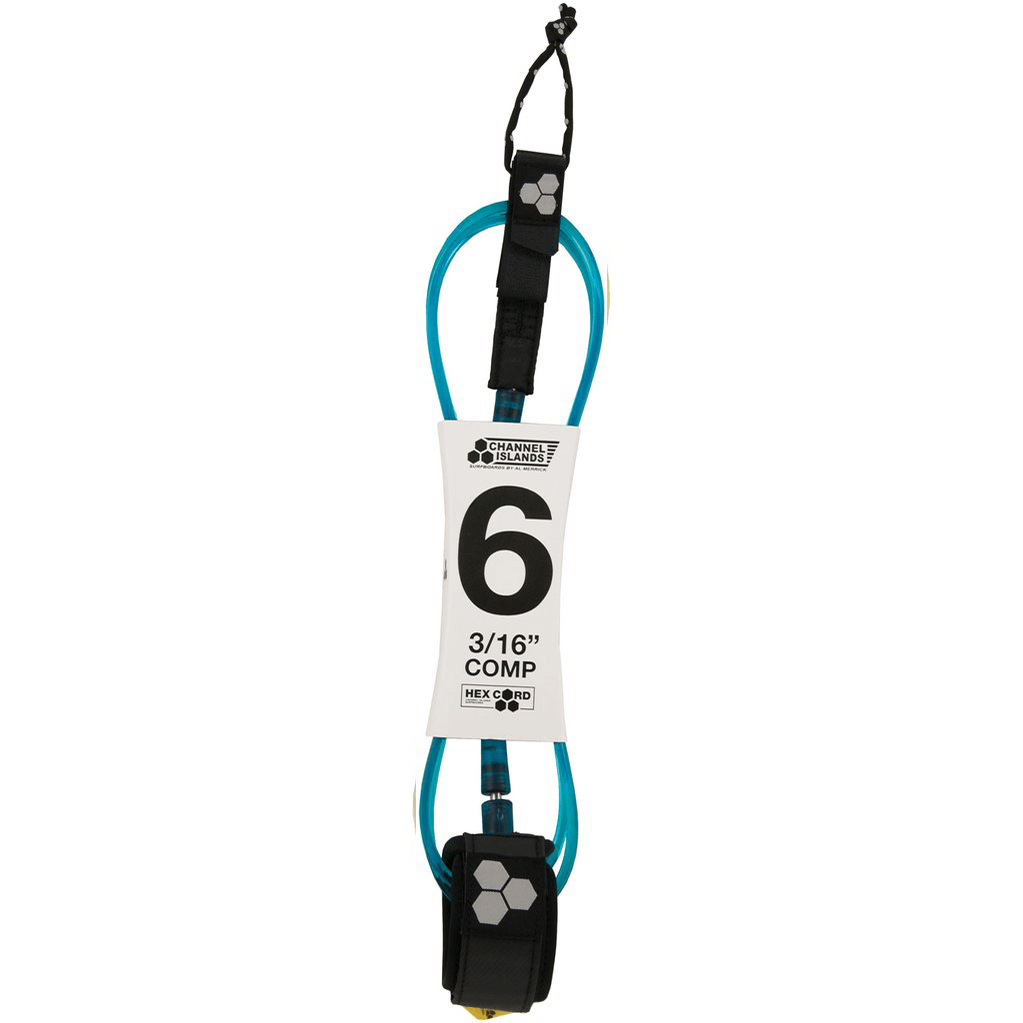 Channel Islands Hex Cord 6' Standard Surfboard Leash - Fluorescent Blue