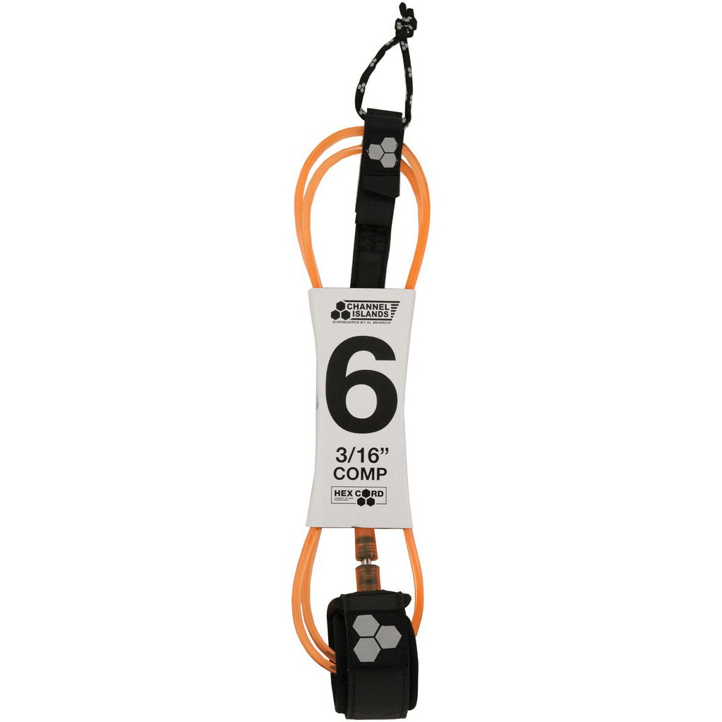 Channel Islands Hex Cord 6' Standard Surfboard Leash - Orange