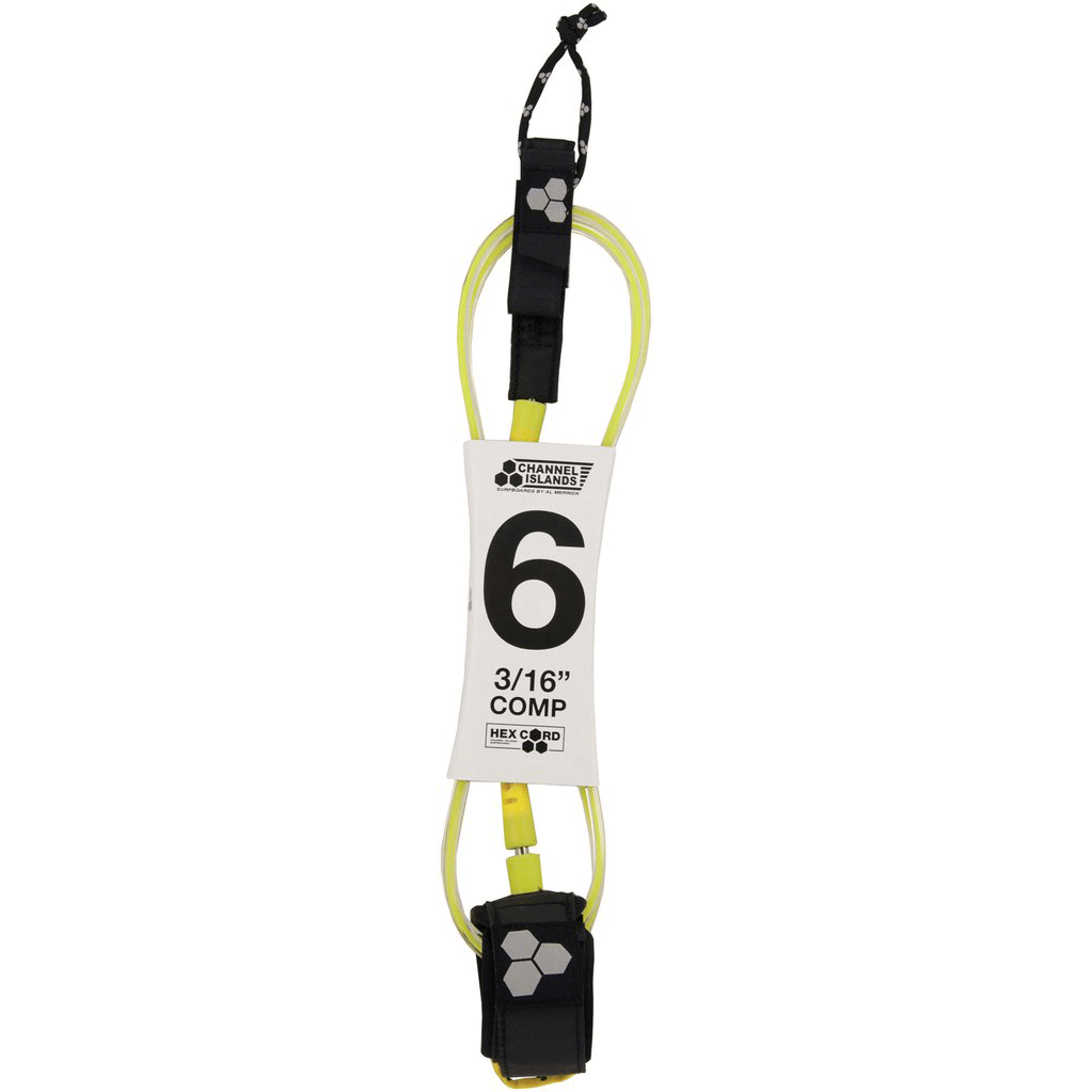 Channel Islands Hex Cord 6' Standard Surfboard Leash - Fluorescent Yellow