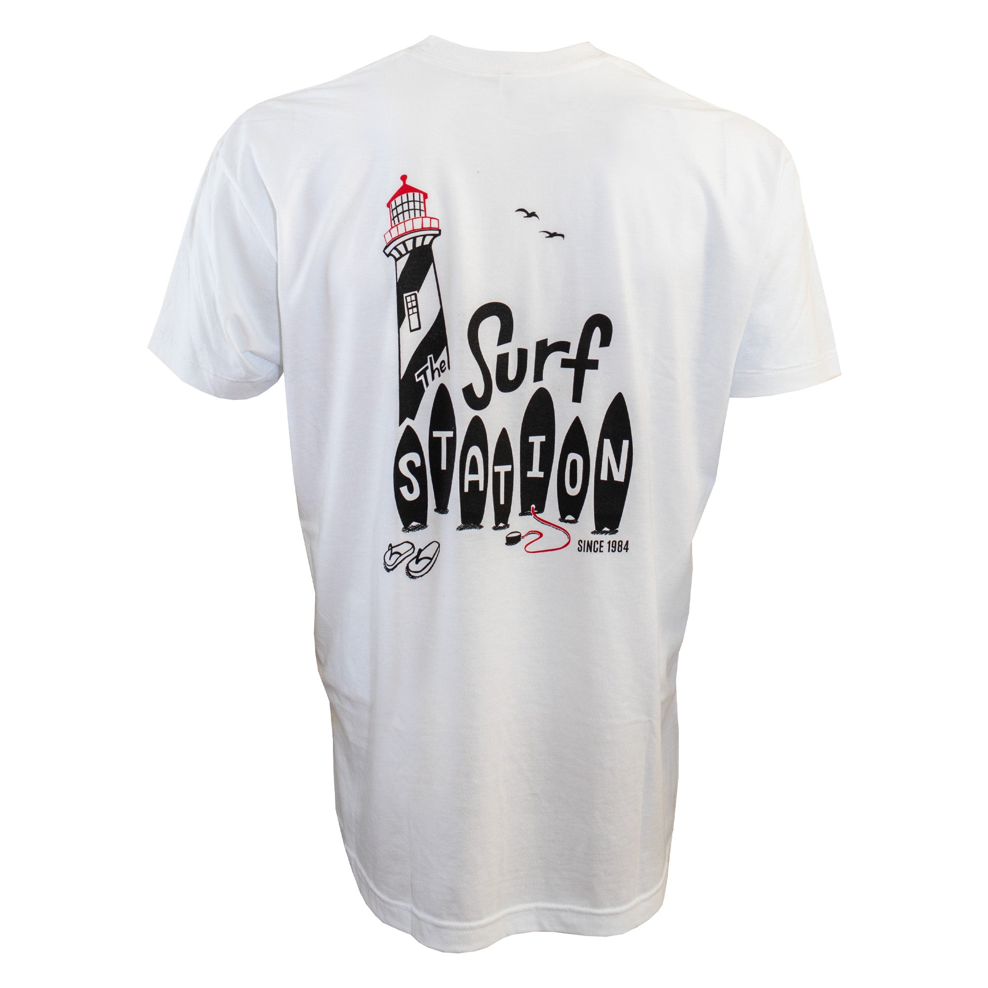 Surf Station x Karen Pedone St. Aug Lighthouse Men's S/S T-Shirt - White