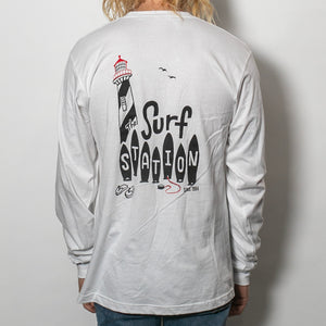 Surf Station x Karen Pedone St. Aug Lighthouse Men's L/S T-Shirt - White