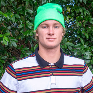 Surf Station Small Classic Logo Beanie - Neon Green