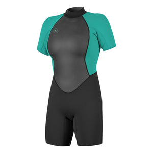 O'Neill Reactor II 2mm Women's Back Zip Spring Suit Wetsuit - Black/Aqua