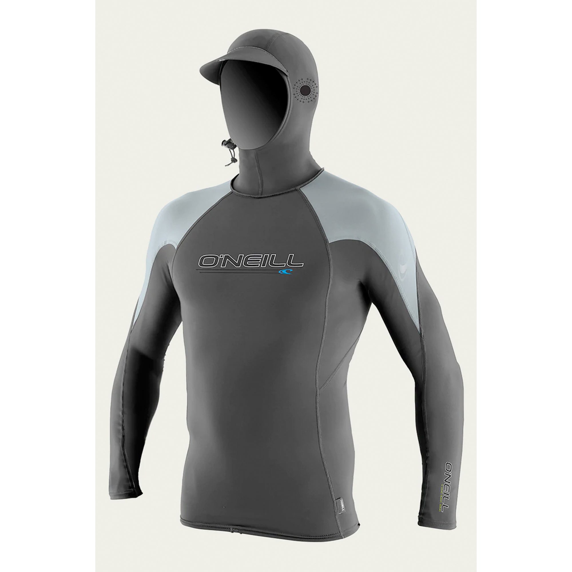 O'Neill Skins O'Zone Men's L/S Hooded Rashguard - Graphite/Cadet Blue