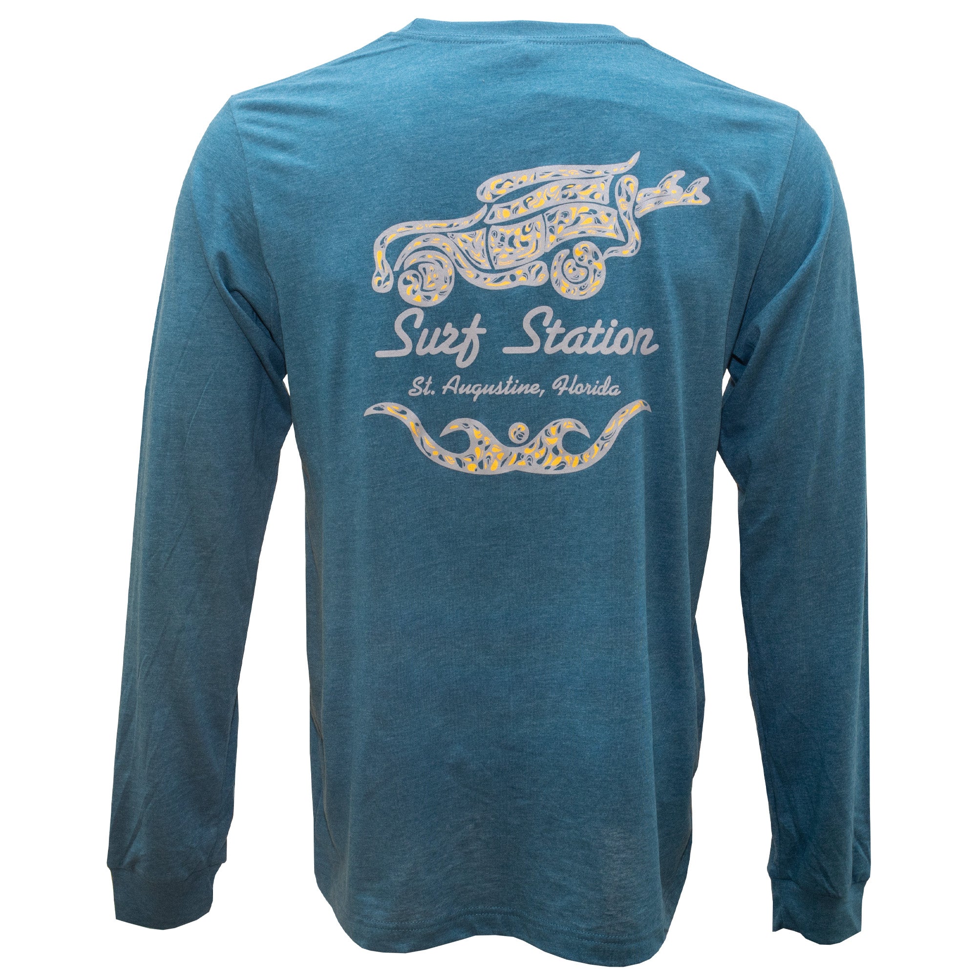 Surf Station Paisley Men's L/S T-Shirt - Heather Deep Teal