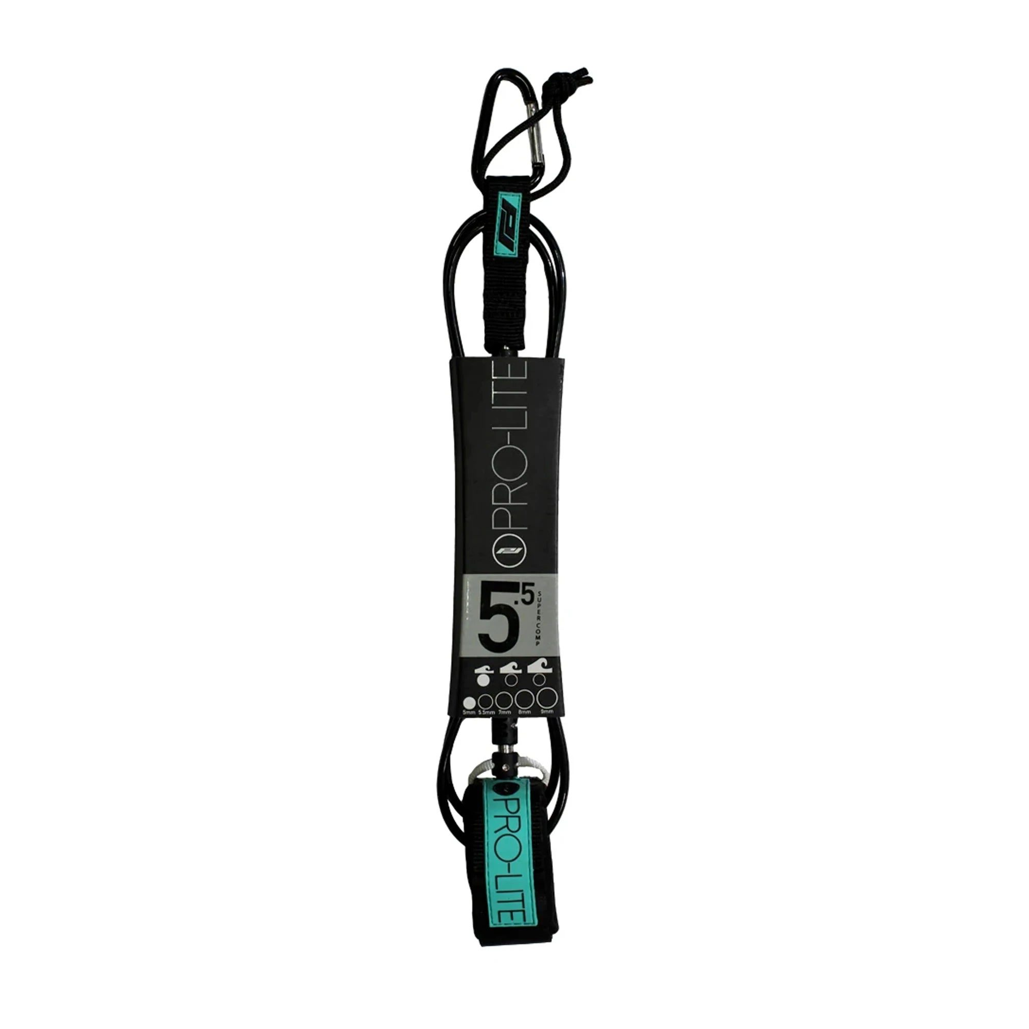 Pro-Lite 5.5' Super Comp Double Swivel Surfboard Leash - Black