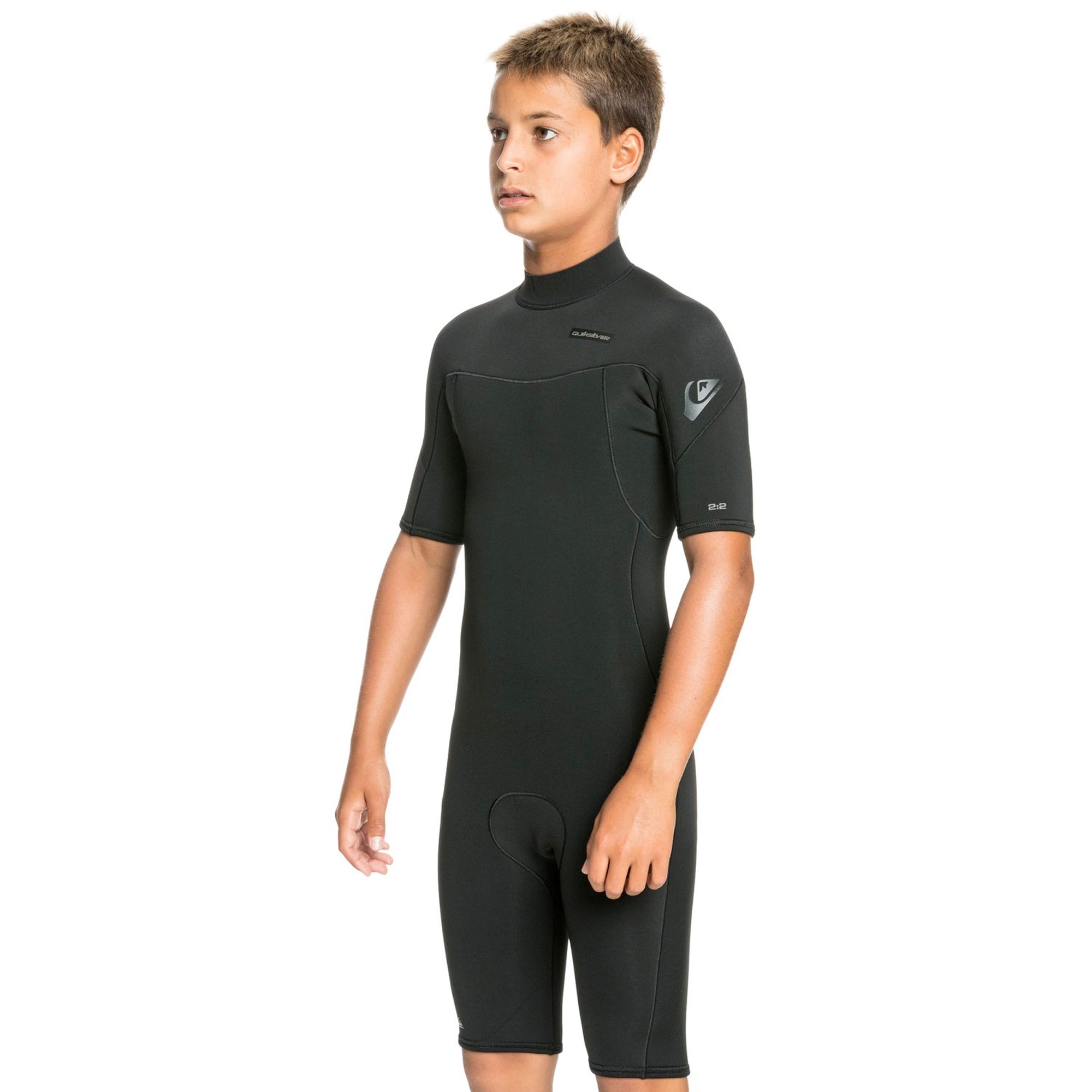 Quiksilver 2/2 Everyday Sessions Back-Zip Youth Boy's S/S Springsuit Wetsuit - Black