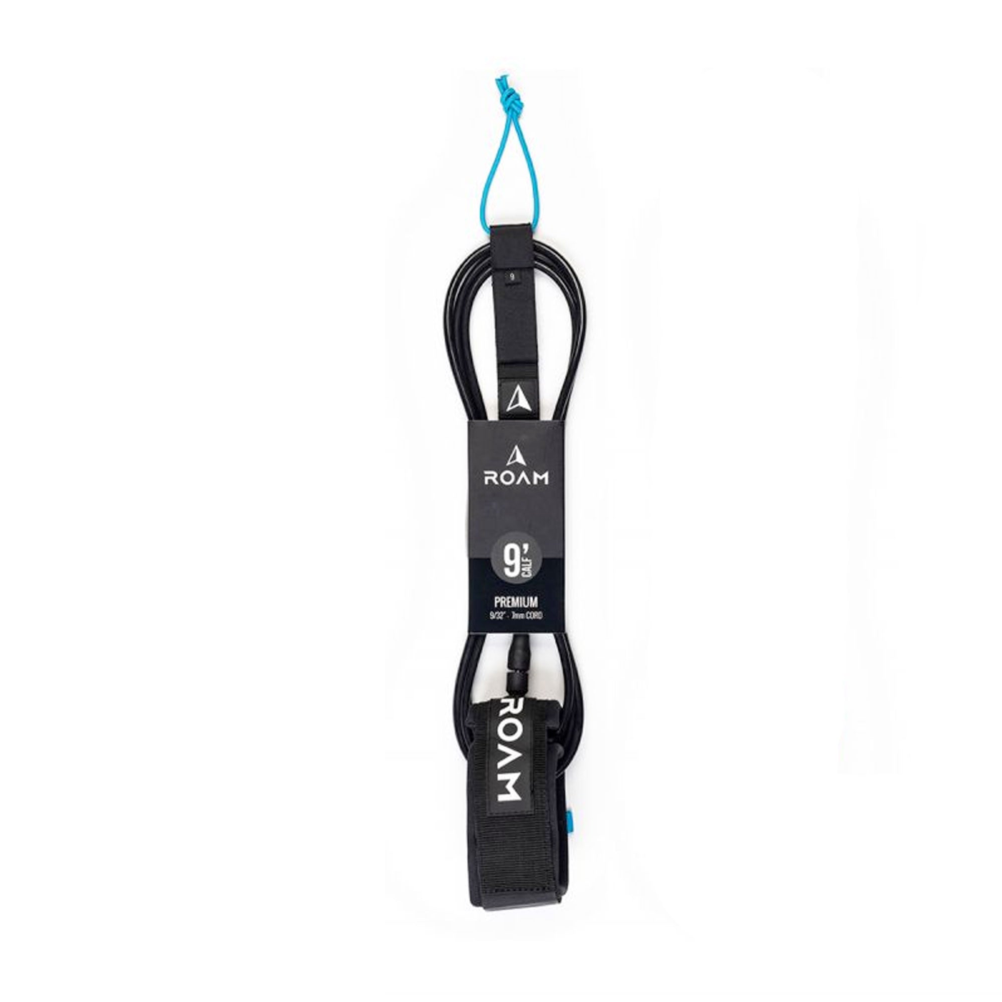 Roam 9' Premium Calf Surfboard Leash - Black