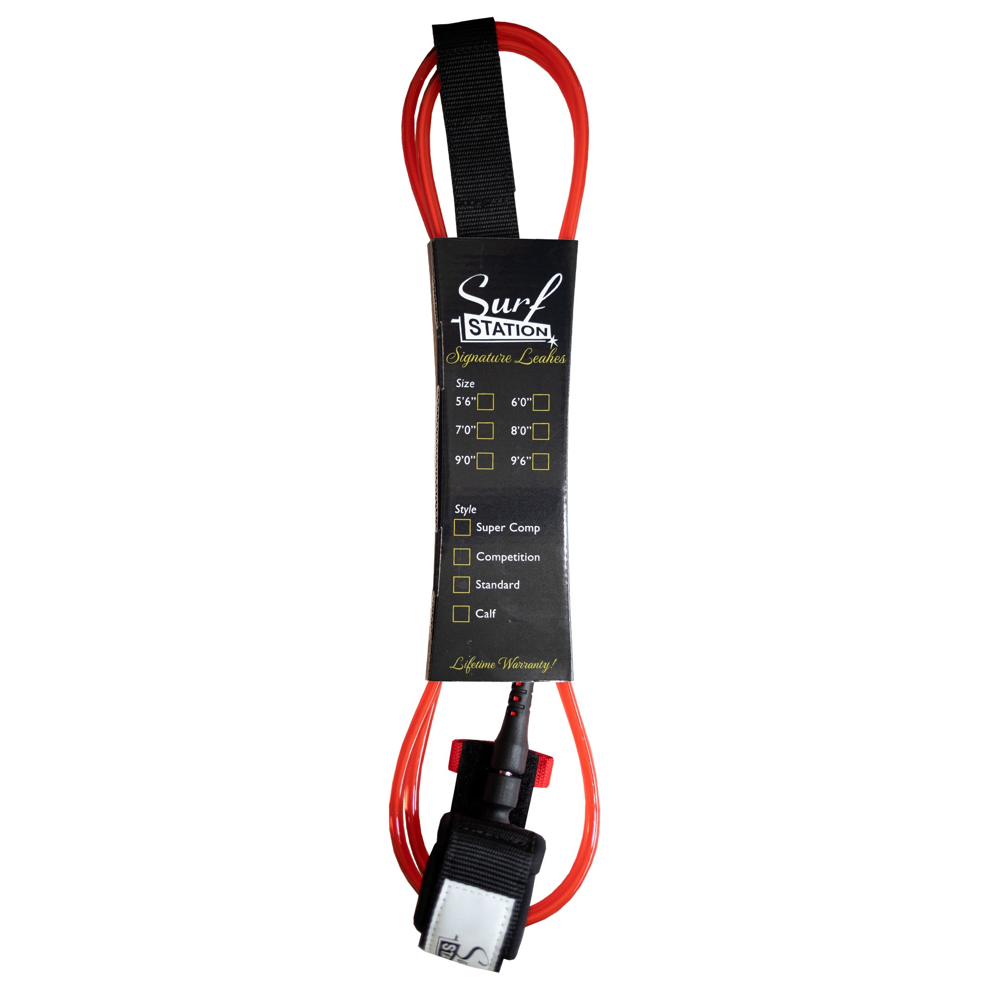 Surf Station Signature Series 6' Surfboard Leash - Red