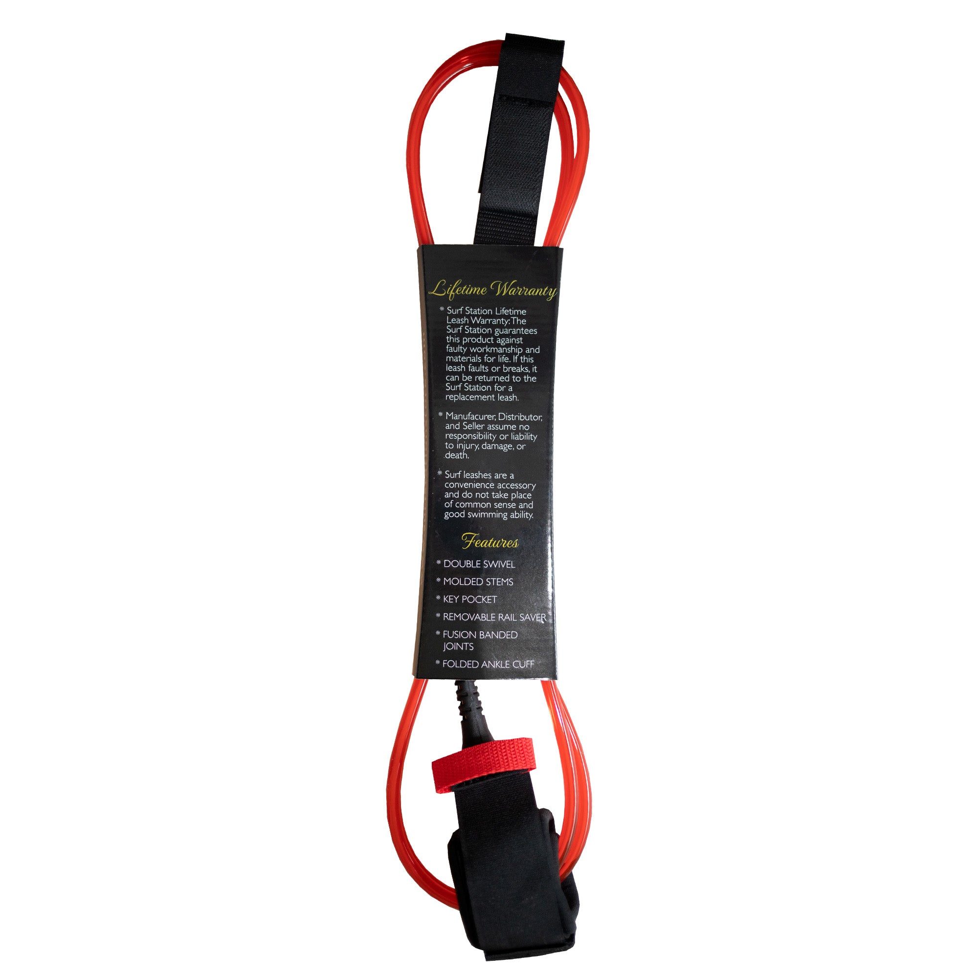 Surf Station Signature Series 7' Surfboard Leash - Red