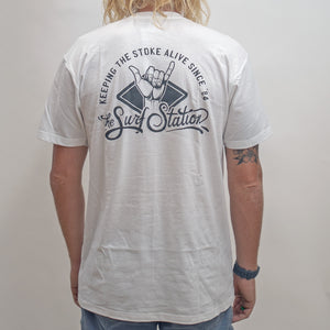 Surf Station x Ryan Leonardy Stoked Men's S/S T-Shirt - White