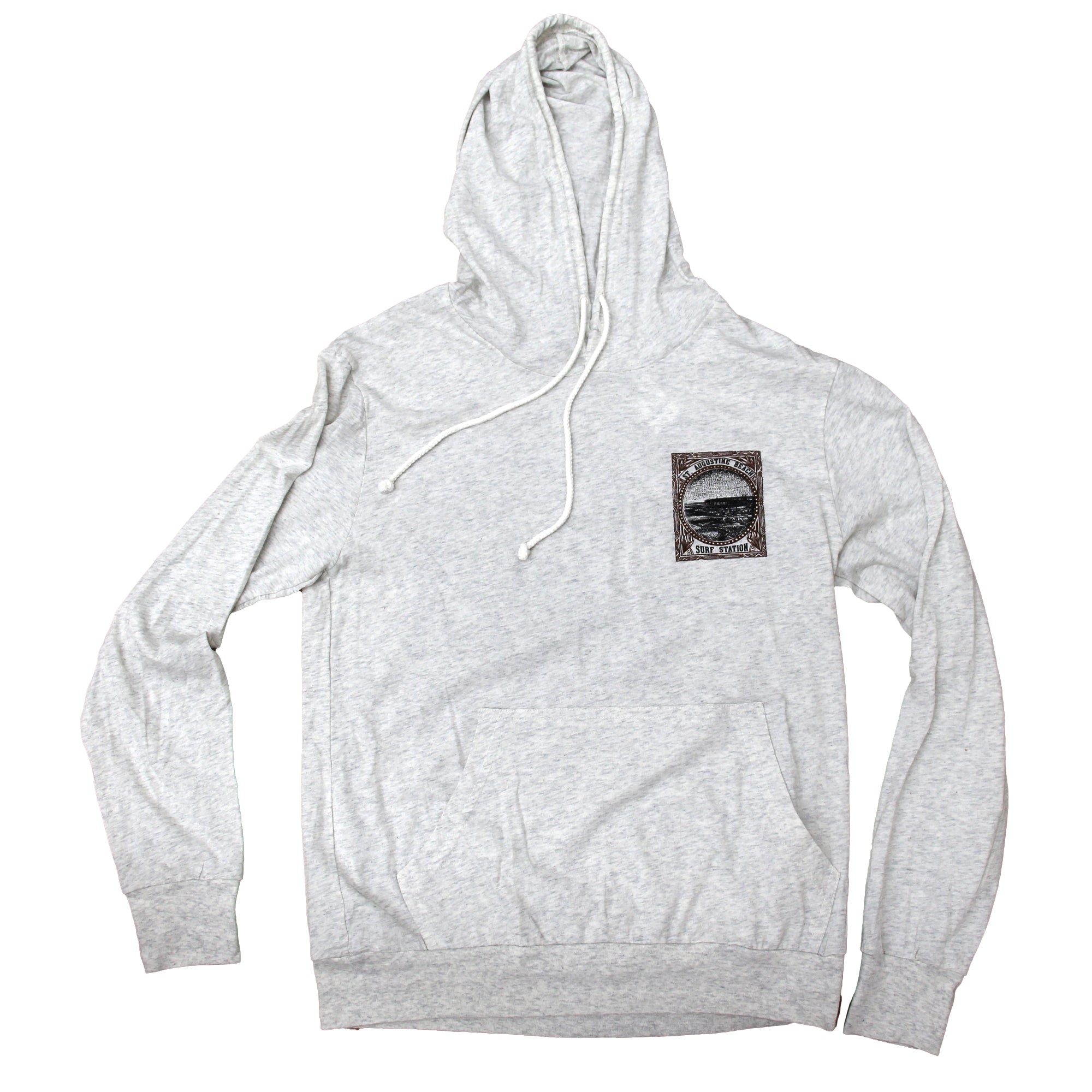 Surf Station Pier Right Men's Hooded Pullover - Light Grey