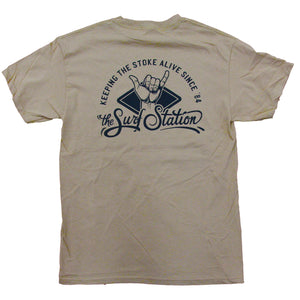 Surf Station x Ryan Leonardy Stoked Men's S/S T-Shirt - Cream