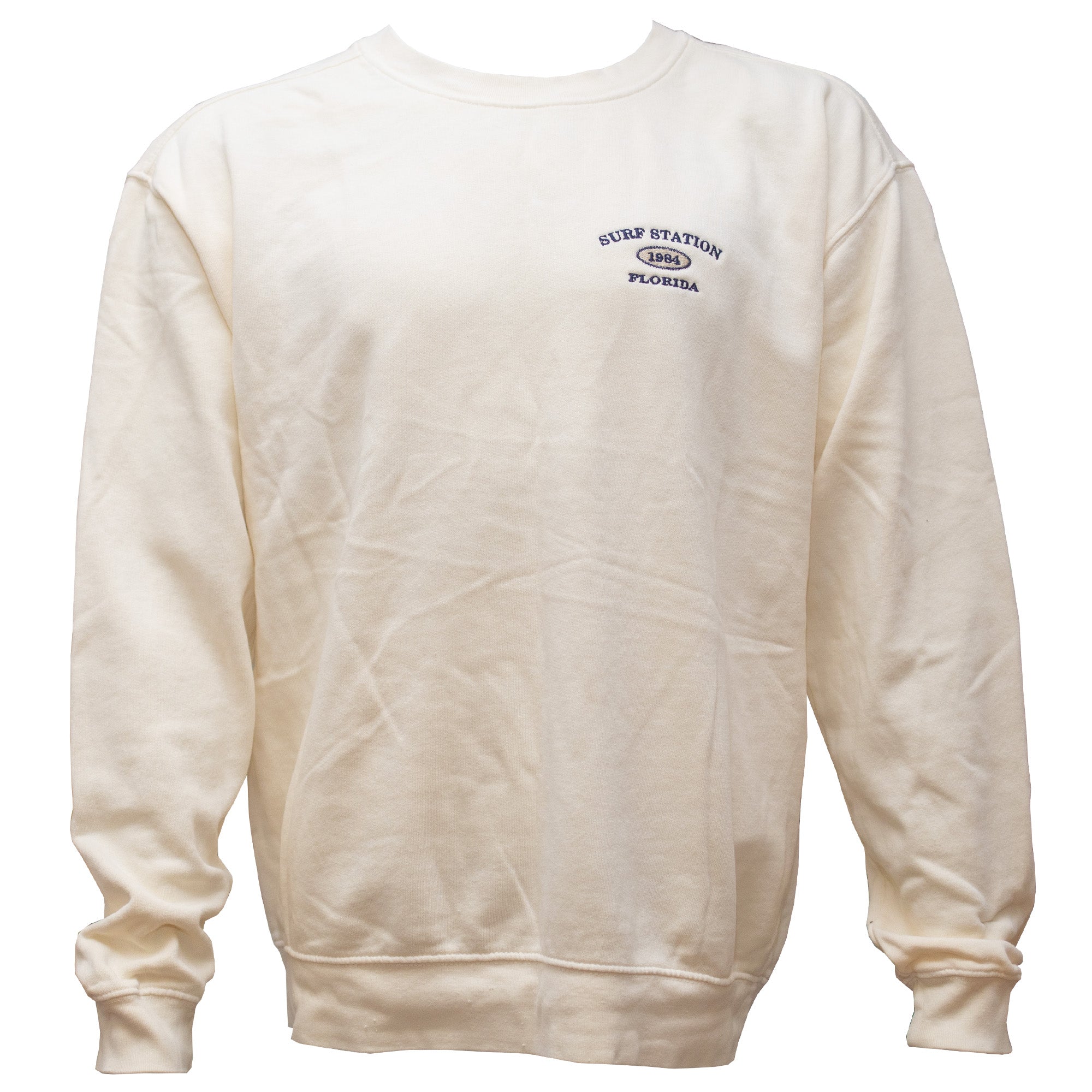 Surf Station Varsity Crewneck Men's L/S Sweater - Ivory