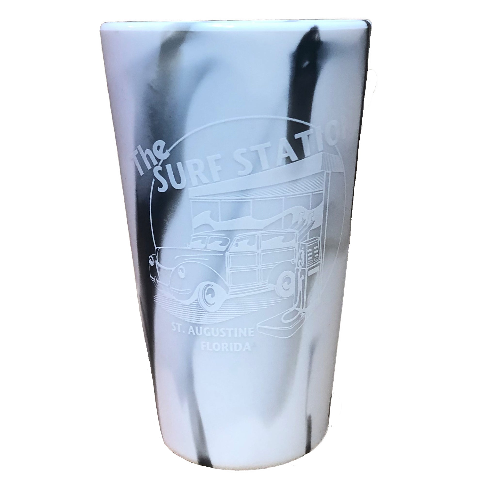 Surf Station Silipint Woody 16oz Pint Cup - White Marble