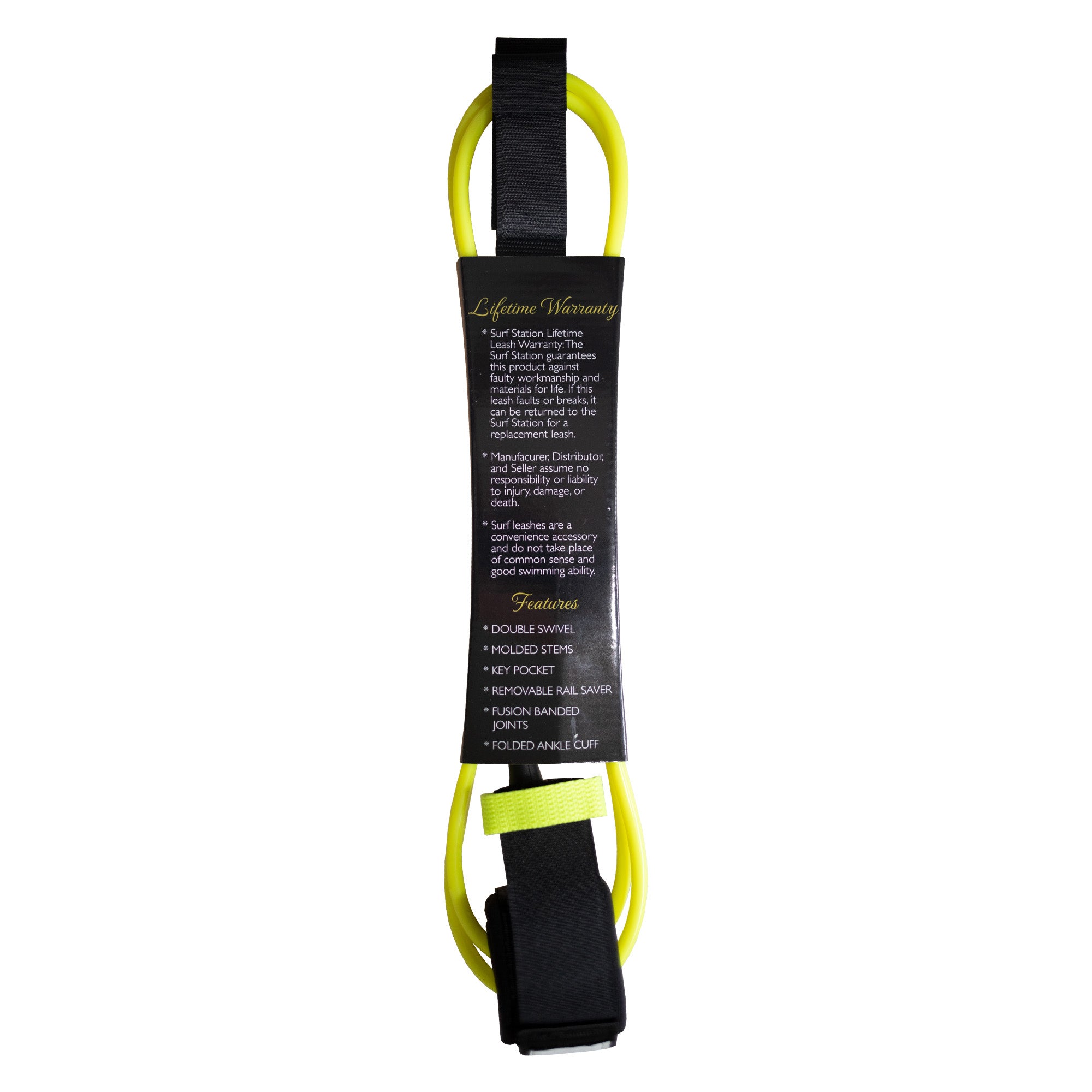 Surf Station Signature Series 9' Surfboard Leash - Yellow