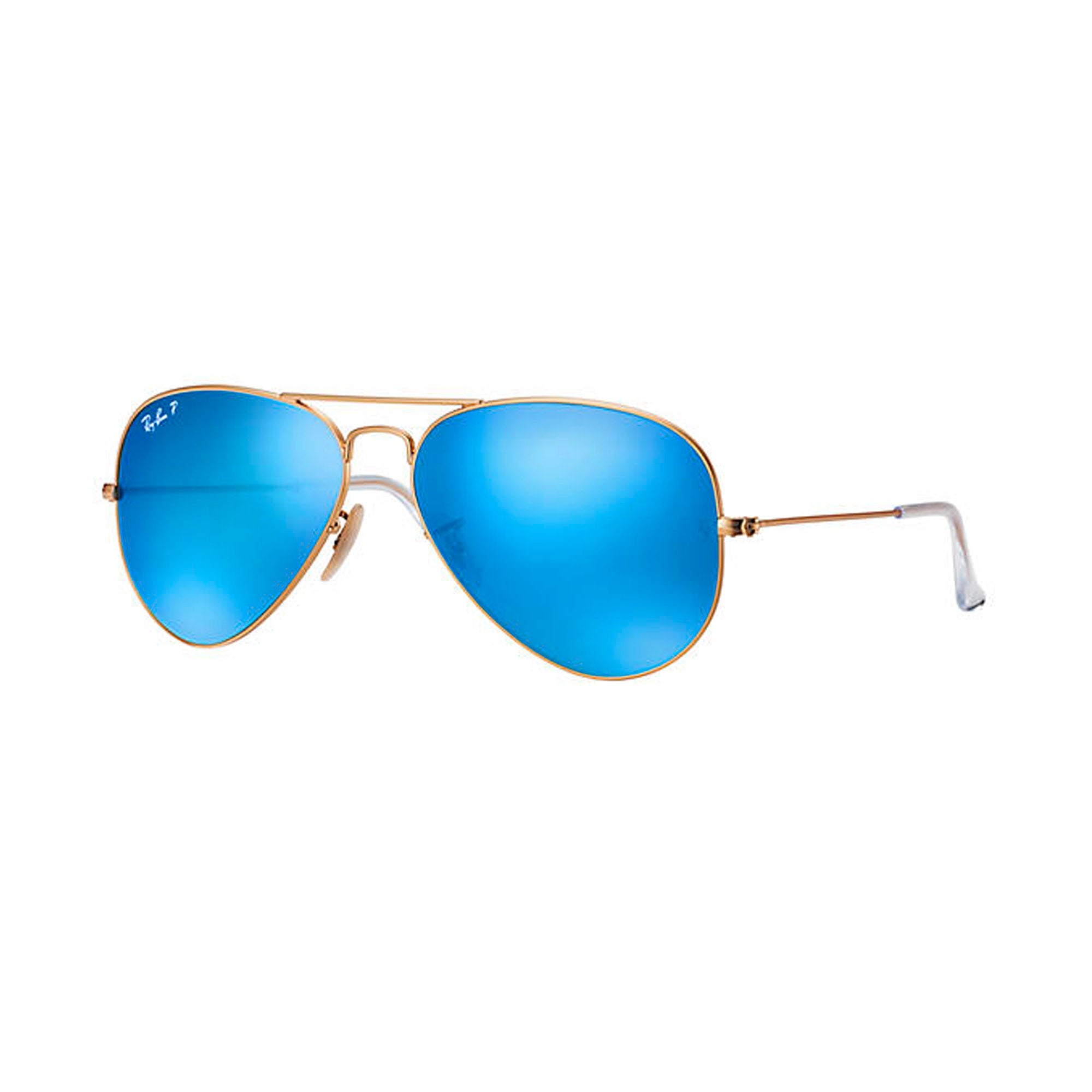 Ray-Ban Aviator Men's Sunglasses - Matte Gold/Blue Mirror Polarized