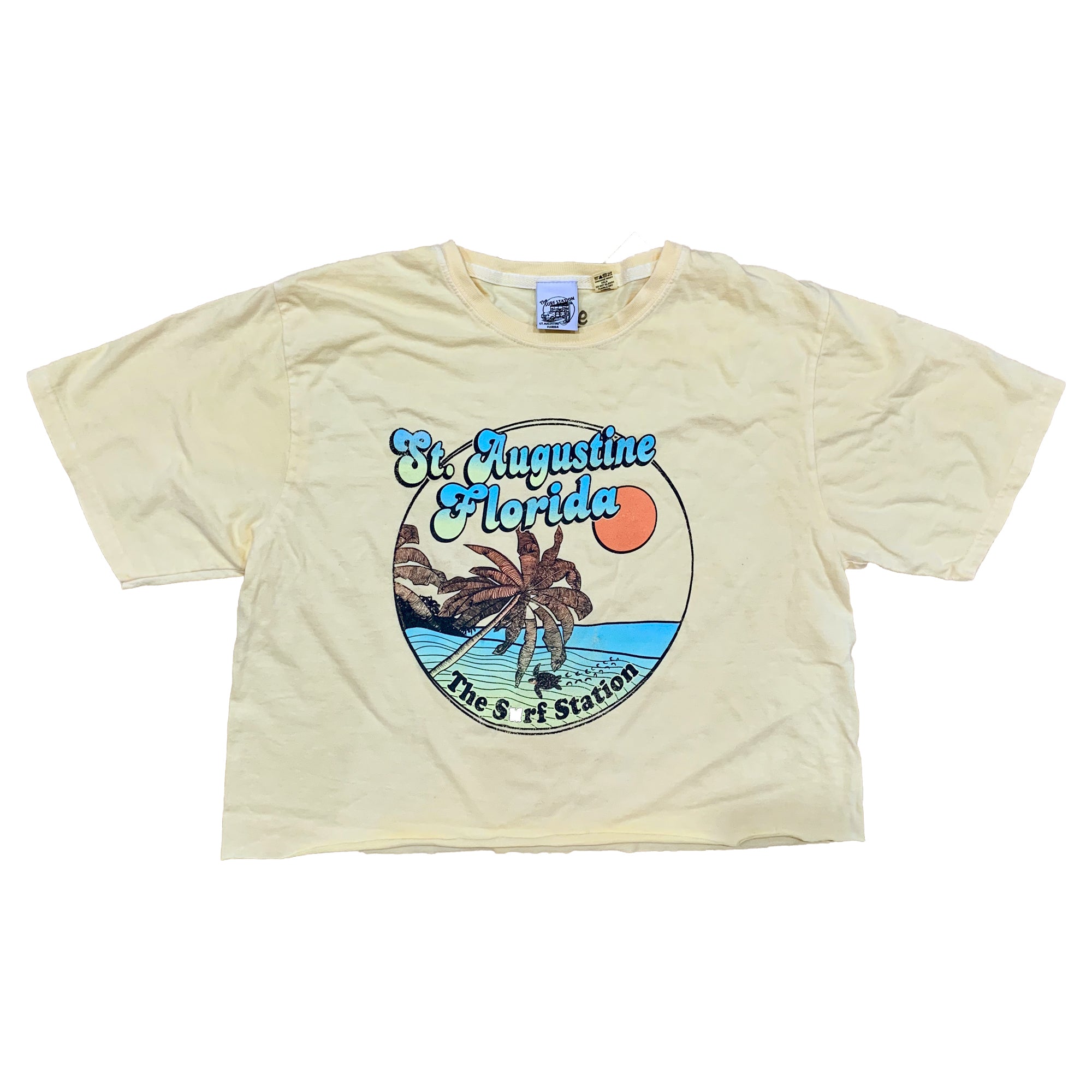 Surf Station Beach Women's Cropped S/S T-Shirt - Yellow