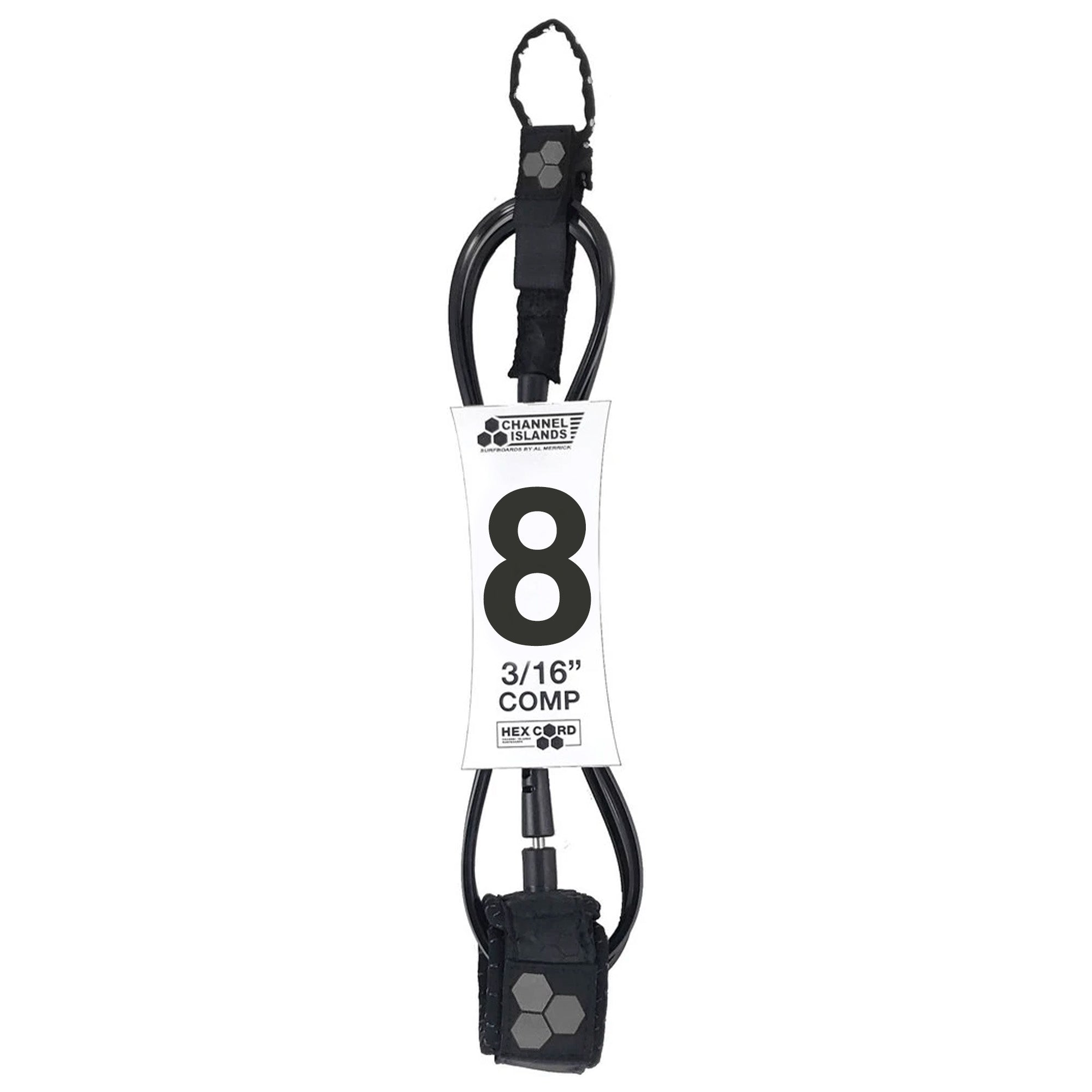 Channel Islands Hex Cord 8' Standard Surfboard Leash - Black