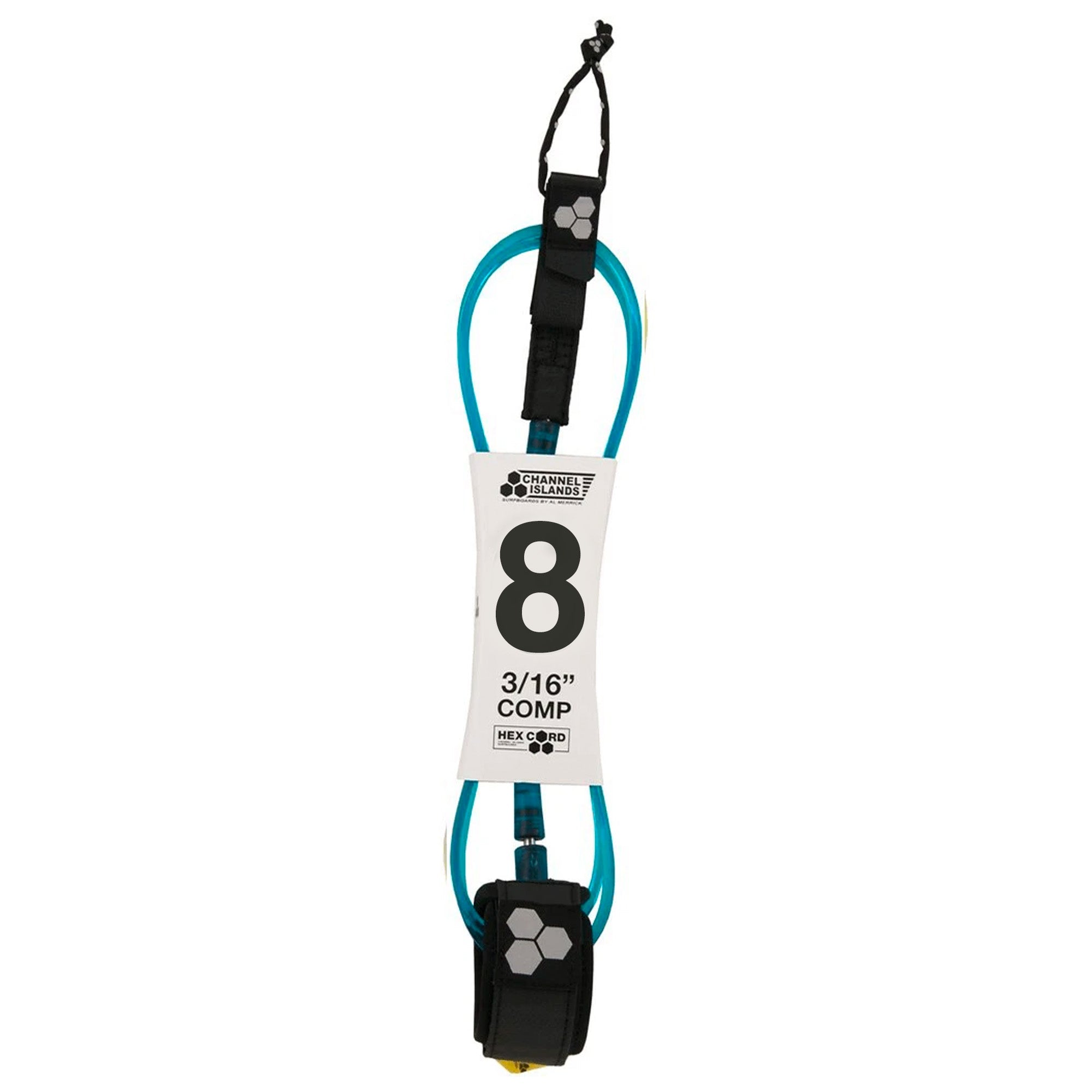 Channel Islands Hex Cord 8' Standard Surfboard Leash - Fluorescent Blue