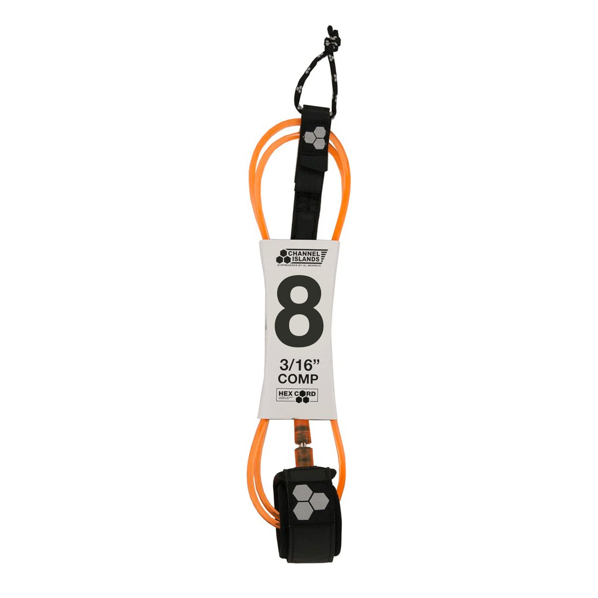 Channel Islands Hex Cord 8' Standard Surfboard Leash - Orange