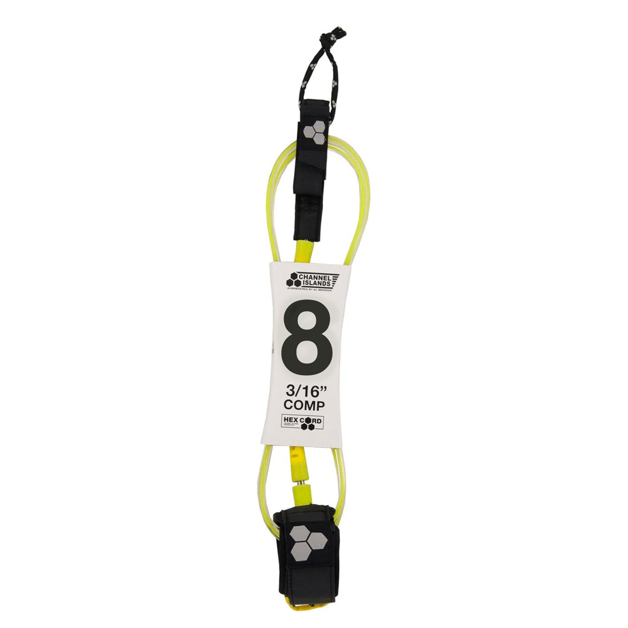 Channel Islands Hex Cord 8' Standard Surfboard Leash - Fluorescent Yellow