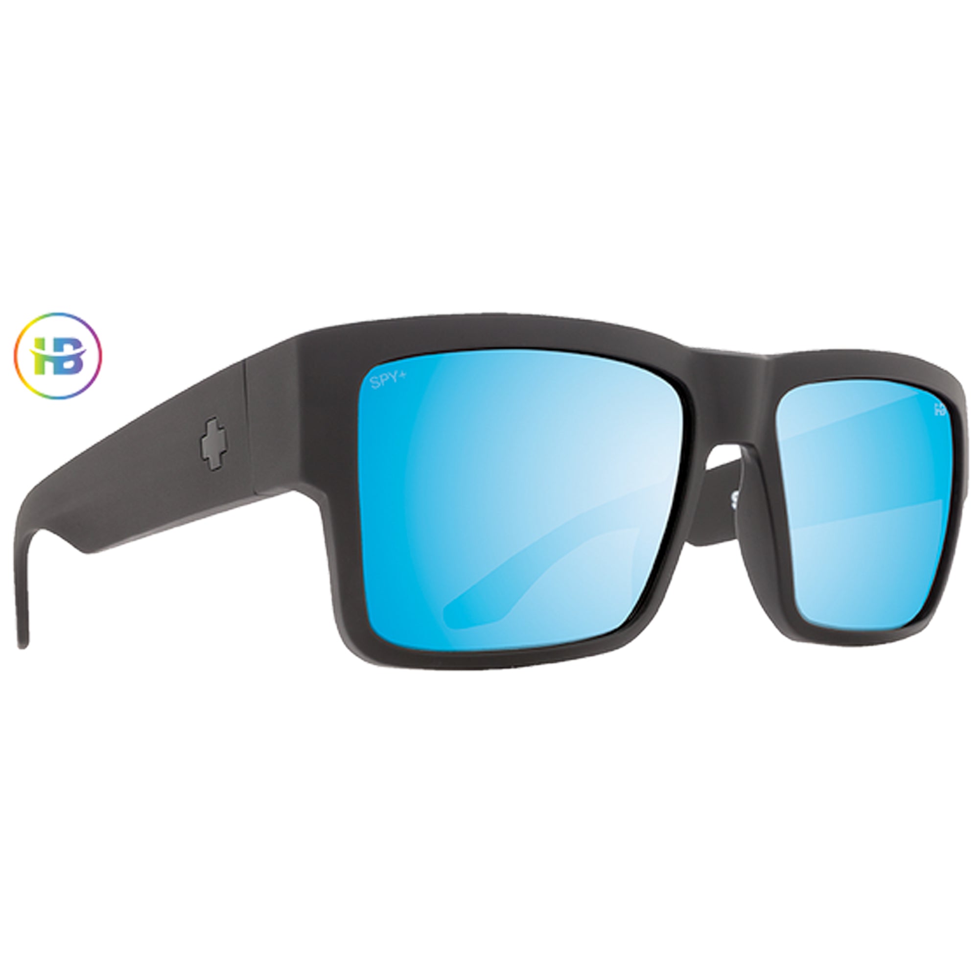 Spy Cyrus Men's Sunglasses - Matte Black/Happy Boost Bronze Ice Blue Spectra Mirror Polarized