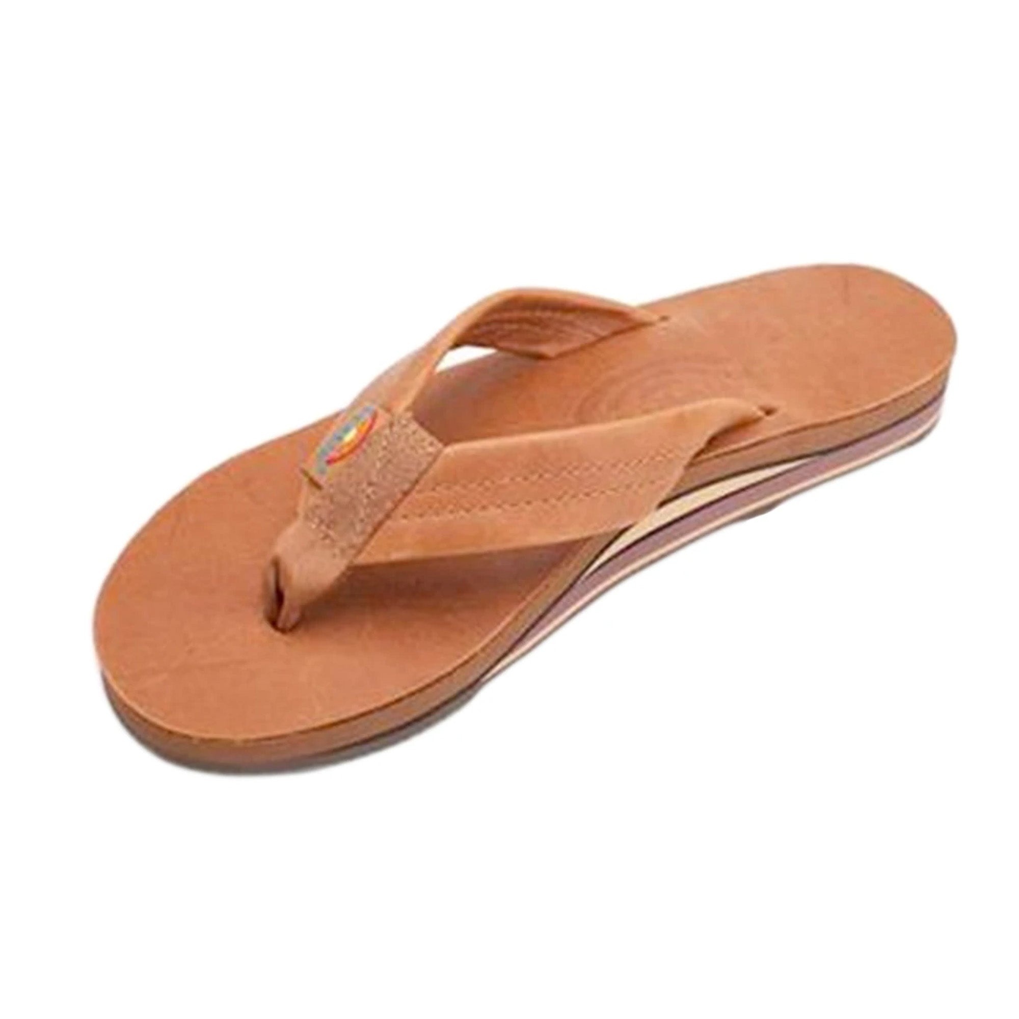 Rainbow Double Thick Classic Leather Women's Sandals - Tan/Brown