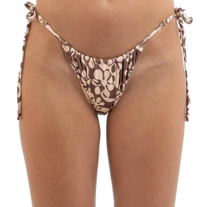 Rhythm Drifter Floral Gather HI Cut Tie Women's Bikini Bottoms - Chocolate