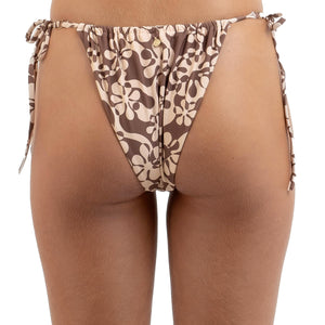 Rhythm Drifter Floral Gather HI Cut Tie Women's Bikini Bottoms - Chocolate