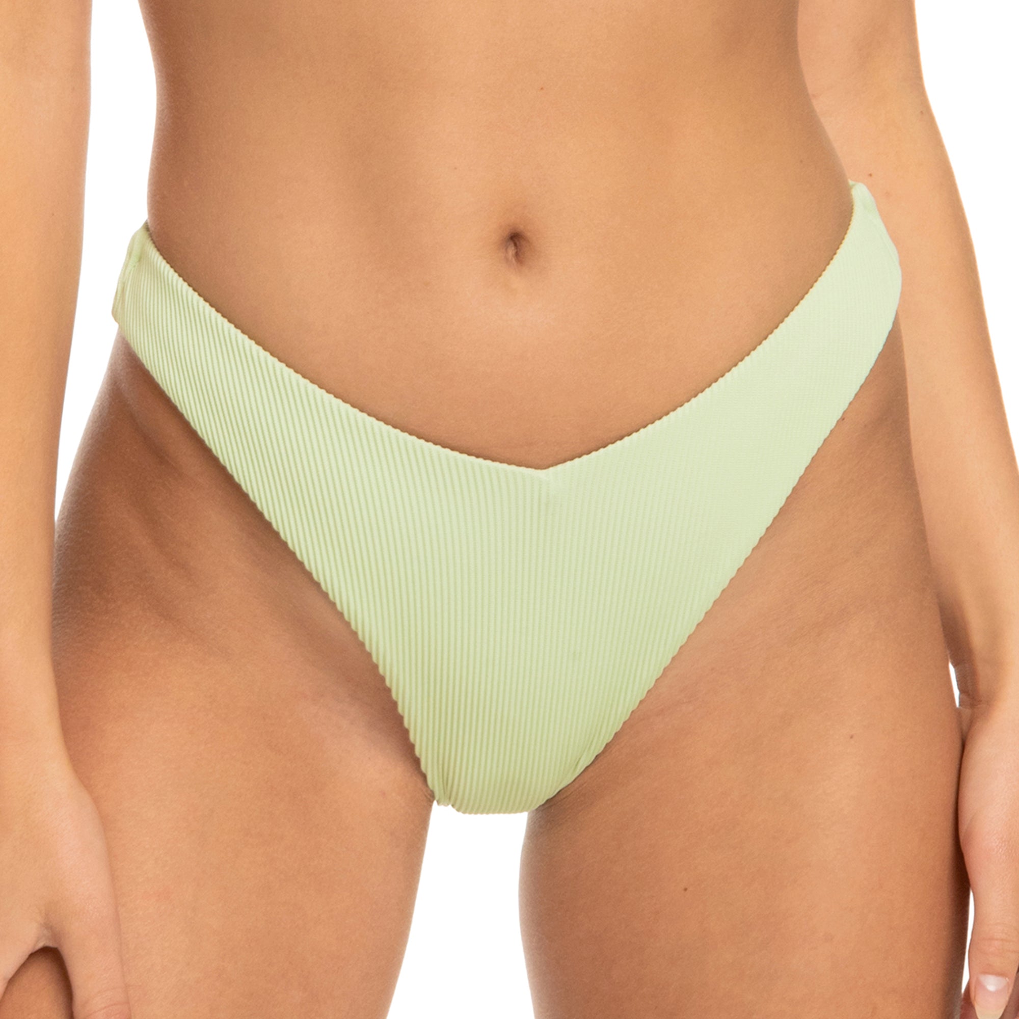 Roxy Rib Love Cheeky Women's High Leg Bikini Bottoms - Green