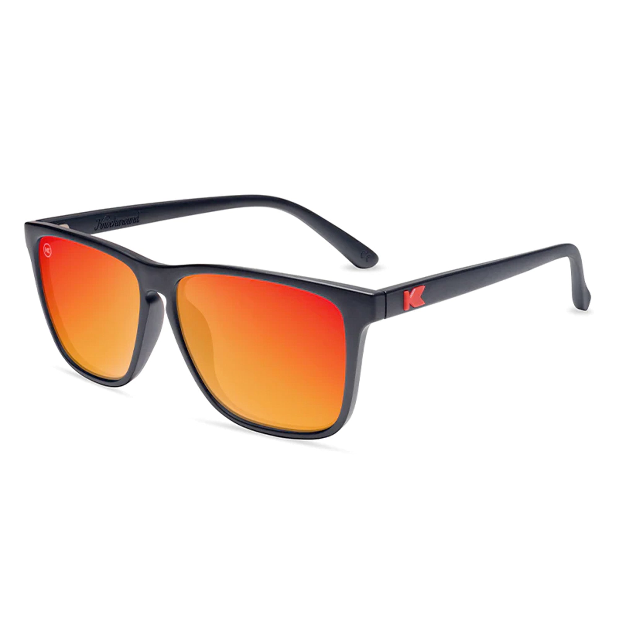 Knockaround Fast Lanes Men's Sunglasses - Matte Black/Red Sunset Polarized