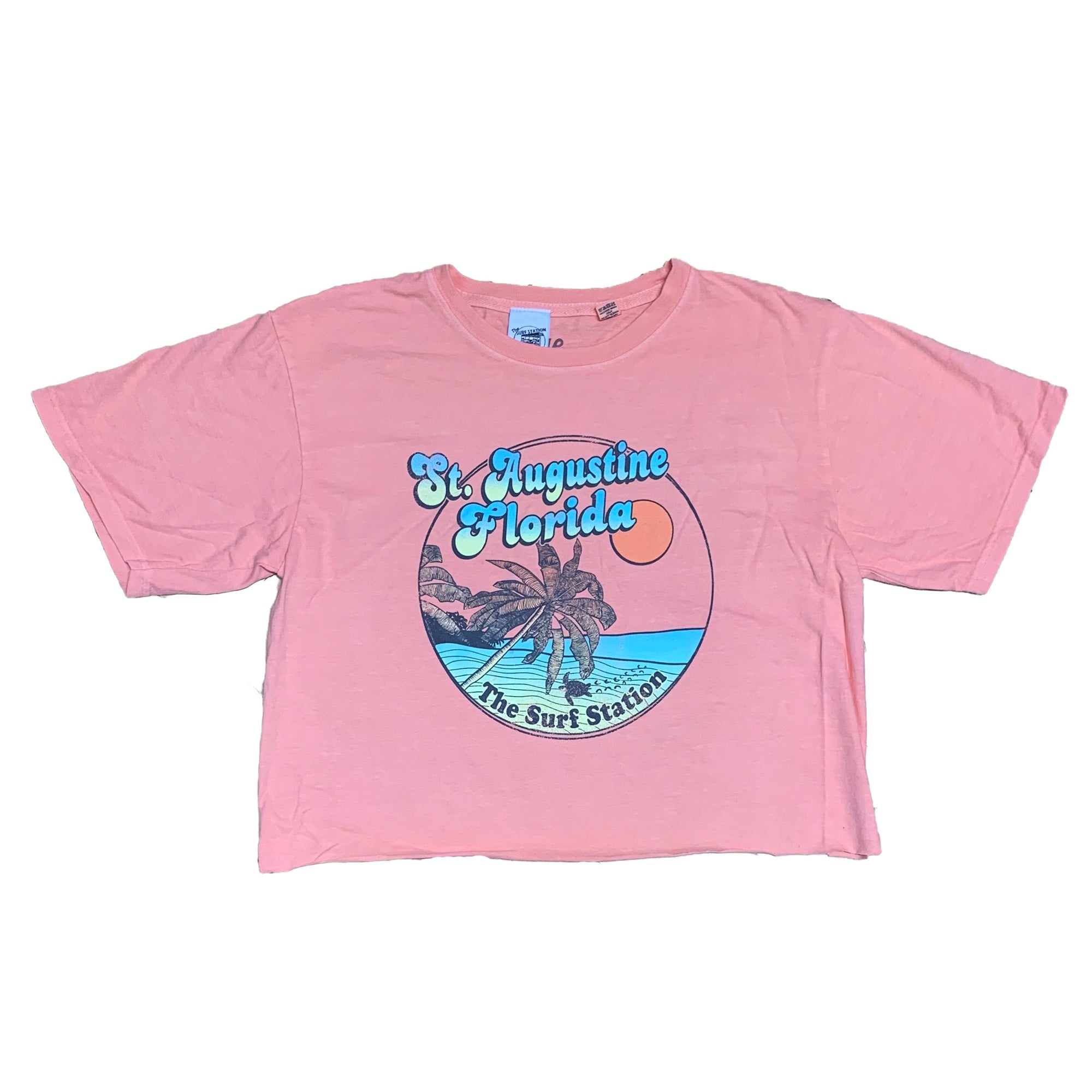 Surf Station Beach Women's Cropped S/S T-Shirt - Pink