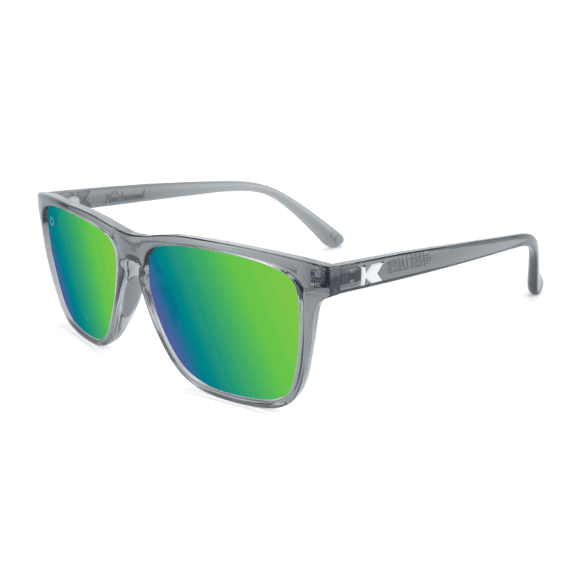 Knockaround Fast Lanes Sport Men's Sunglasses - Clear Grey/Green Moonshine Polarized