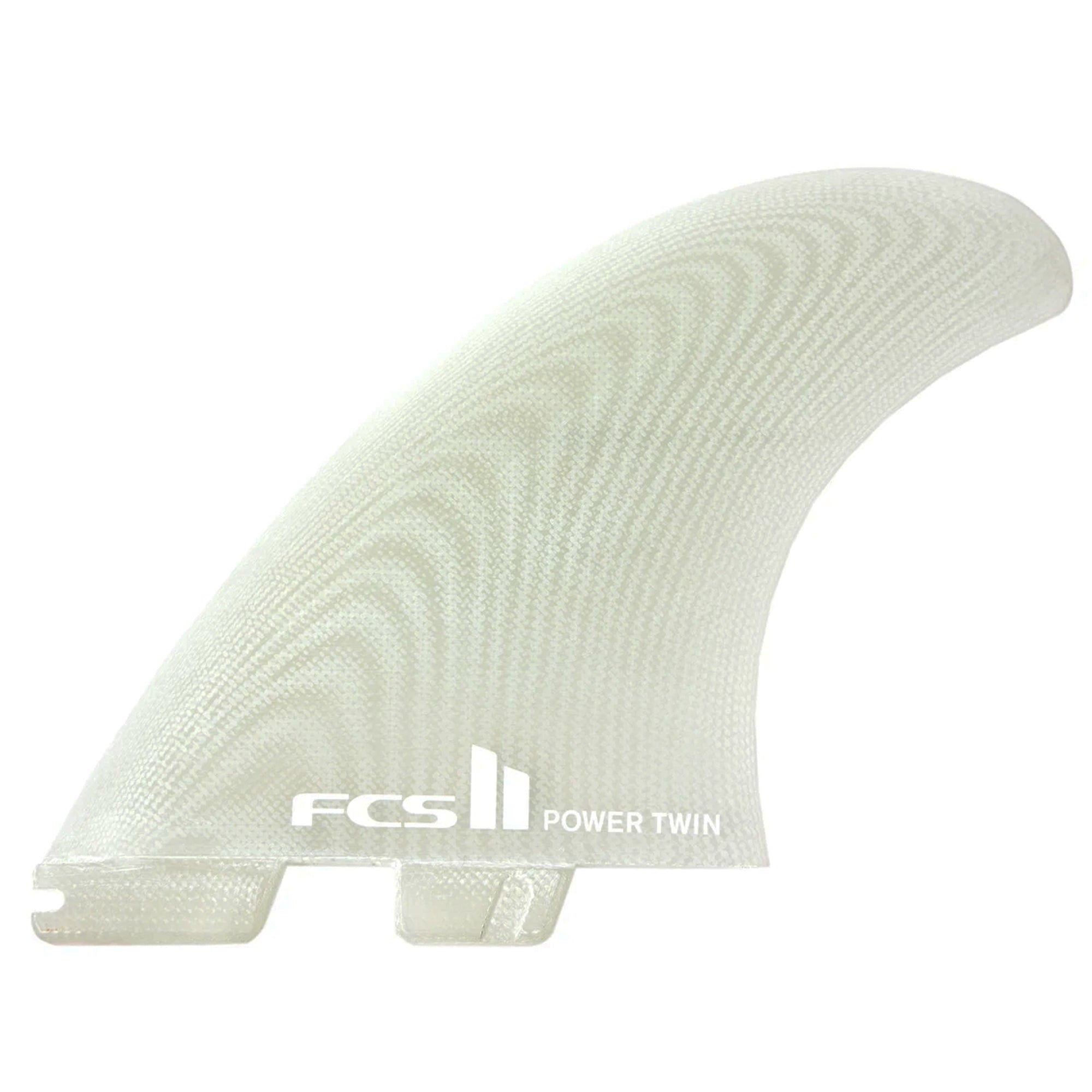 FCS II Power Twin + Stabilizer Clear Twin Surfboard Fins