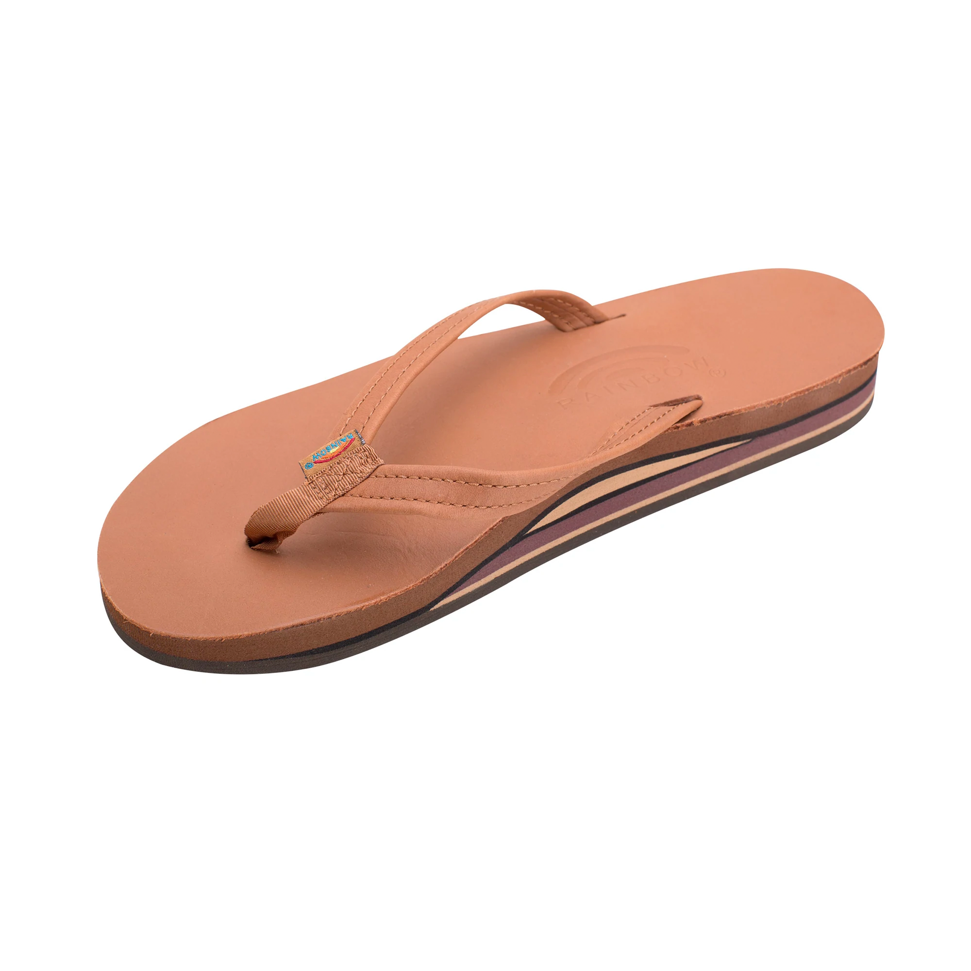 Rainbow Double Skinny Premier Leather Women's Sandals - Tan/Brown